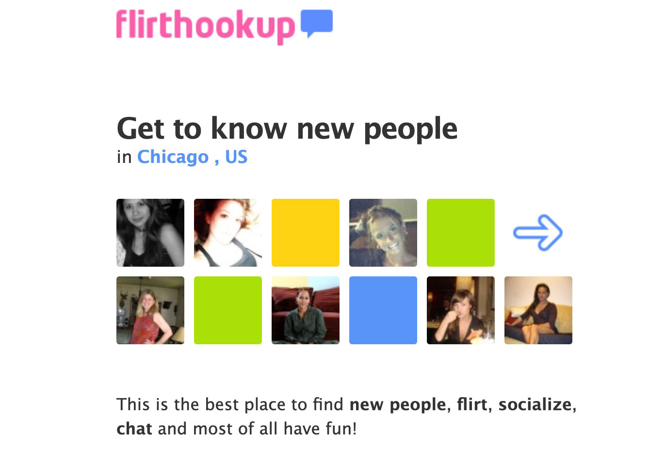 FlirtHookup main page